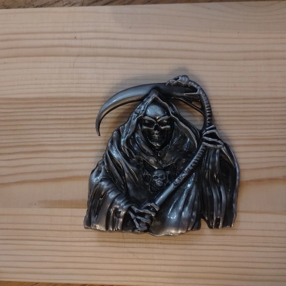 Grim Reaper Skull Belt Buckle Gothic Biker Metal Horror Rock New